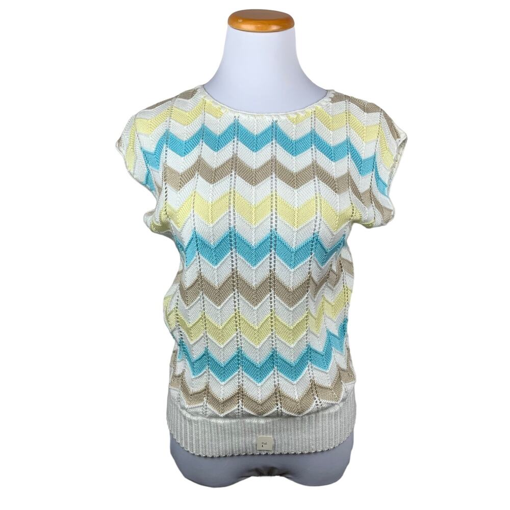 New Vintage Jessica Scott Sweater Sleeveless Zig Zag Pullover Women’s L